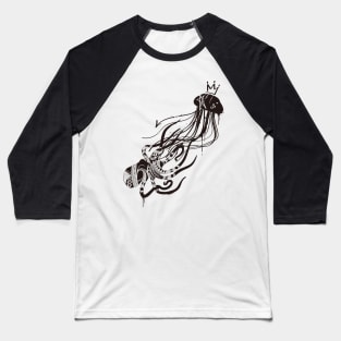 Octopus and Jellyfish (Monochrome) Baseball T-Shirt